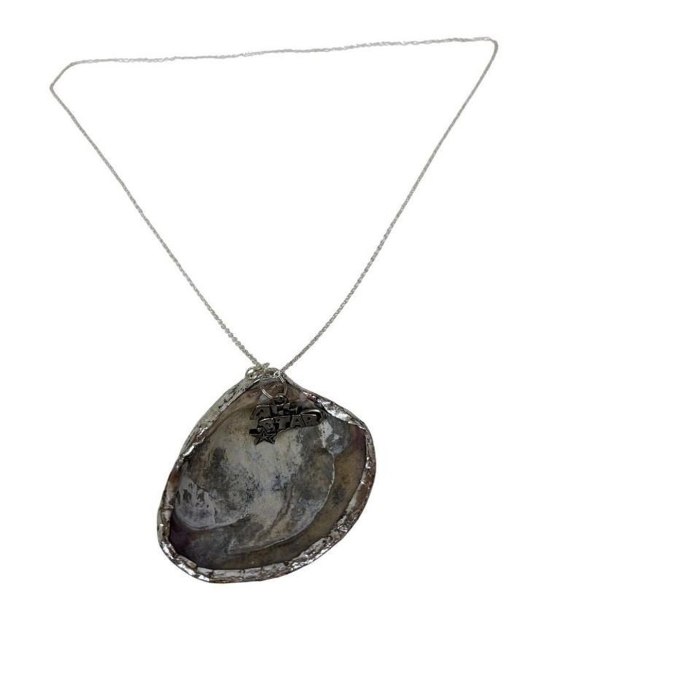 All Star Seashell Pendant Necklace Silver Tone Chain Coastal Jewelry